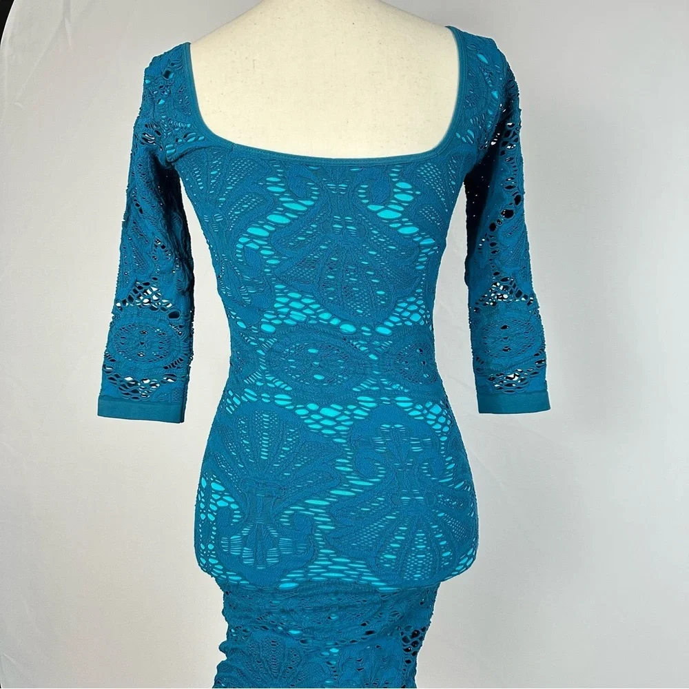 INTIMATELY FREE PEOPLE Medallion Lace teal bodycon dress - size XS/S